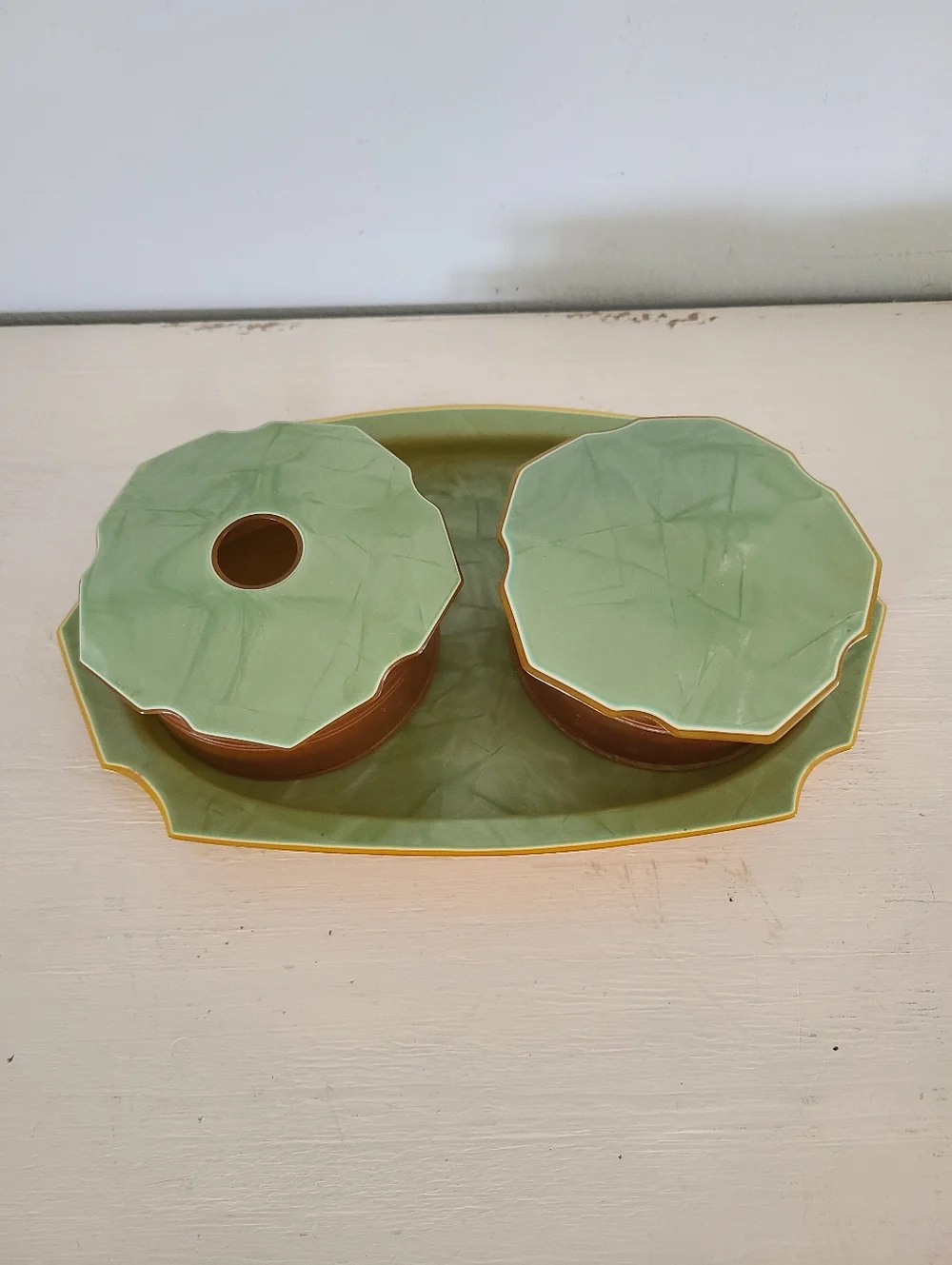 Vintage Marbleized Celluloid Vanity Set